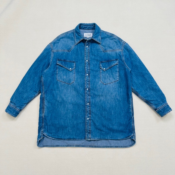 99新 Maison Margiela/梅森马吉拉 四缝线牛仔棉服/38码/WL0196