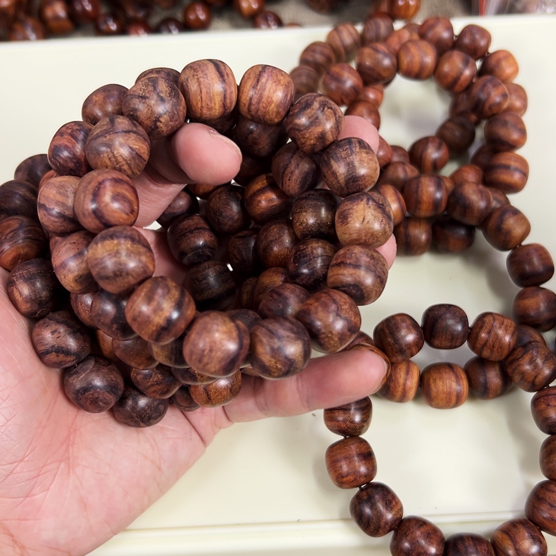 手串/手链黄花梨/降香黄檀15mm桶珠粗抛无胶无腊