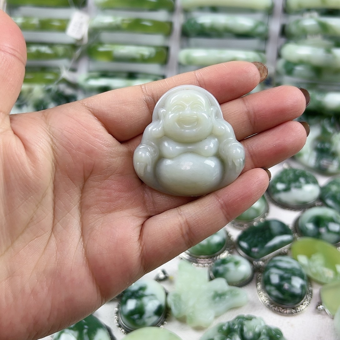 蛇纹石玉银S925镶嵌颈饰