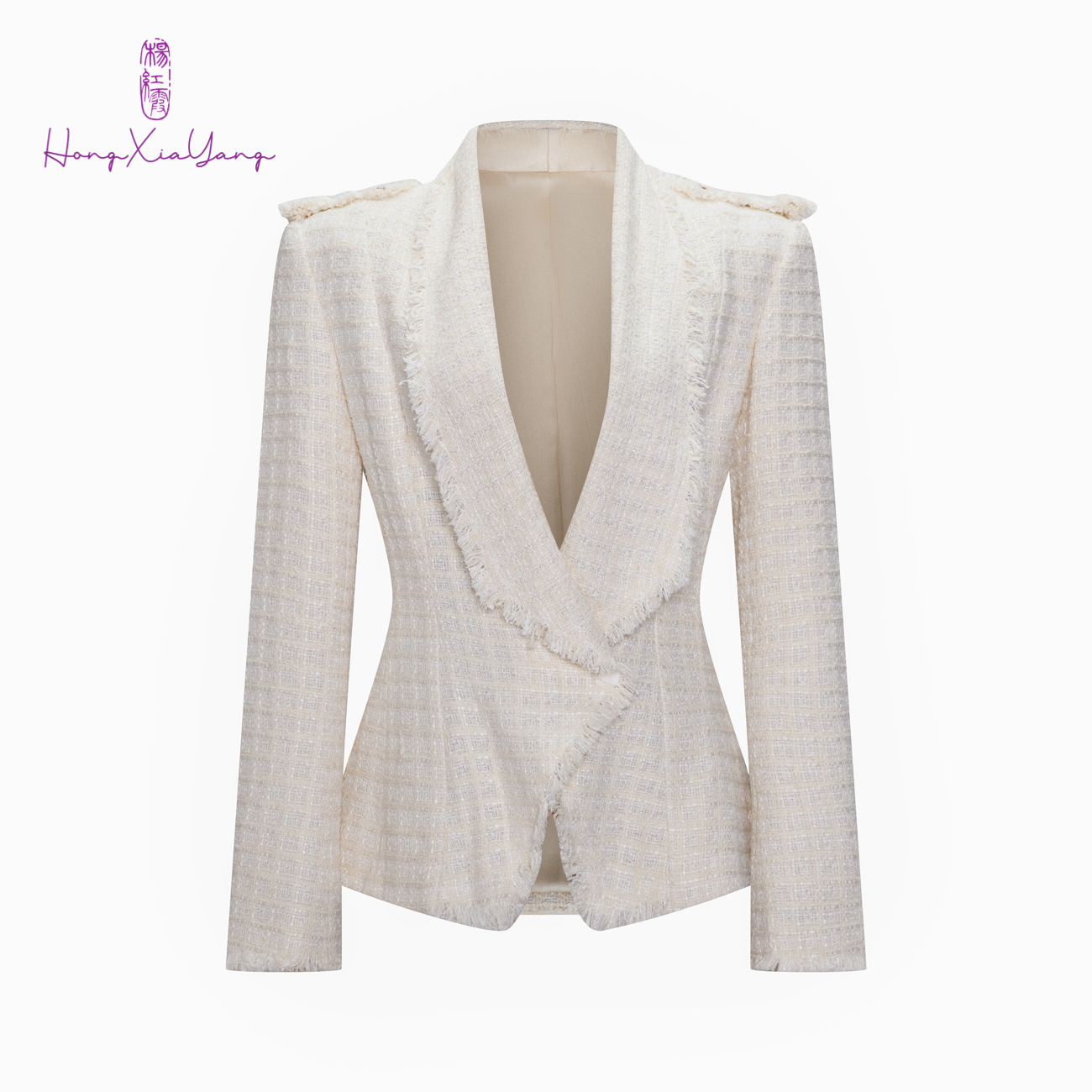 EDFNOT/杨红霞汝意HY奶油白气质翻领上衣HY25615