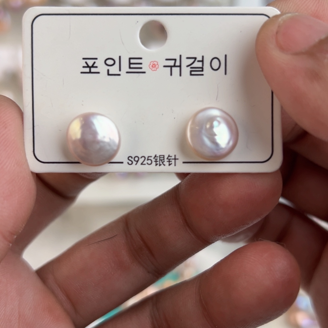 淡水珍珠耳饰银S925镶嵌
