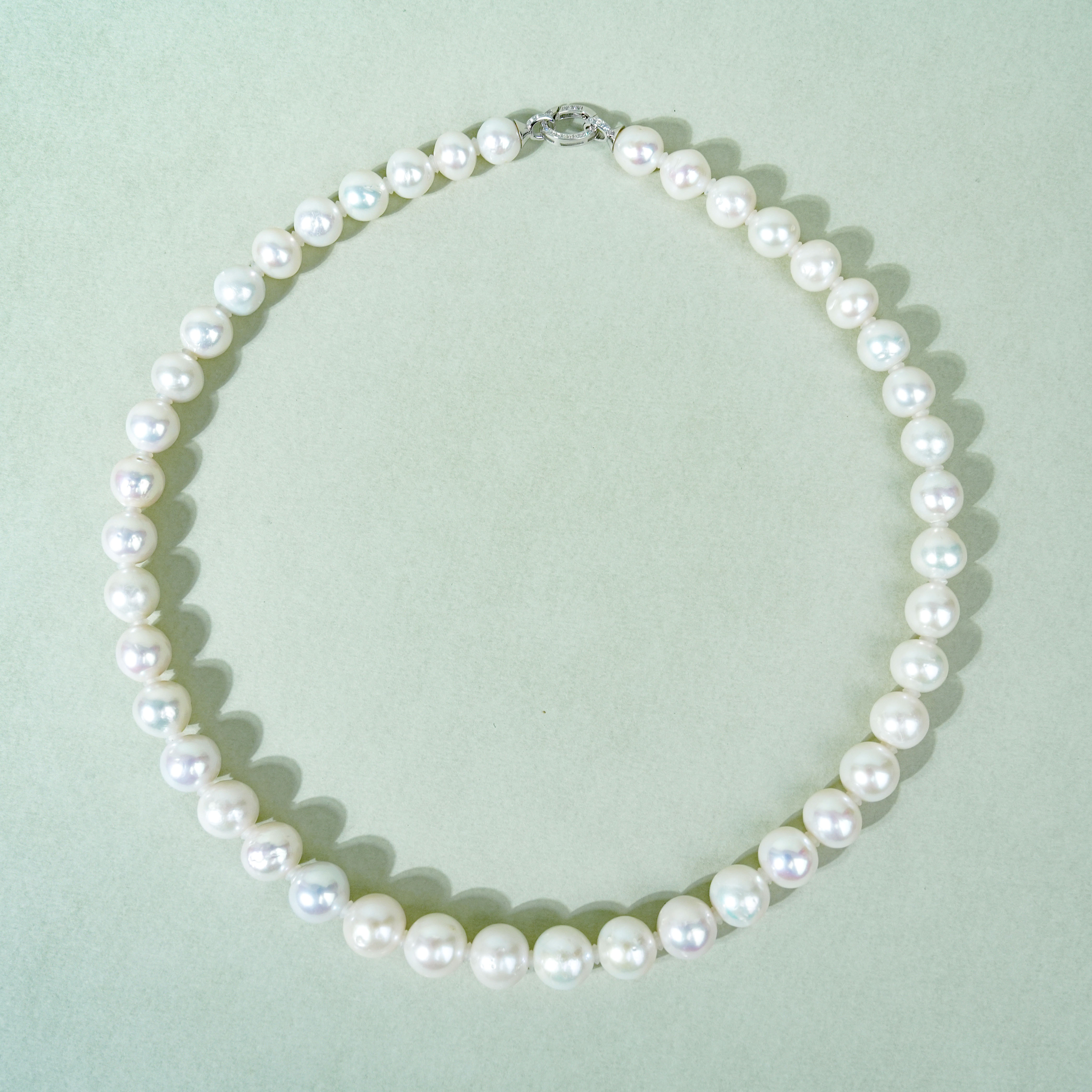 WY009蓝蓝10-11mms925银 淡水珍珠项链50cm