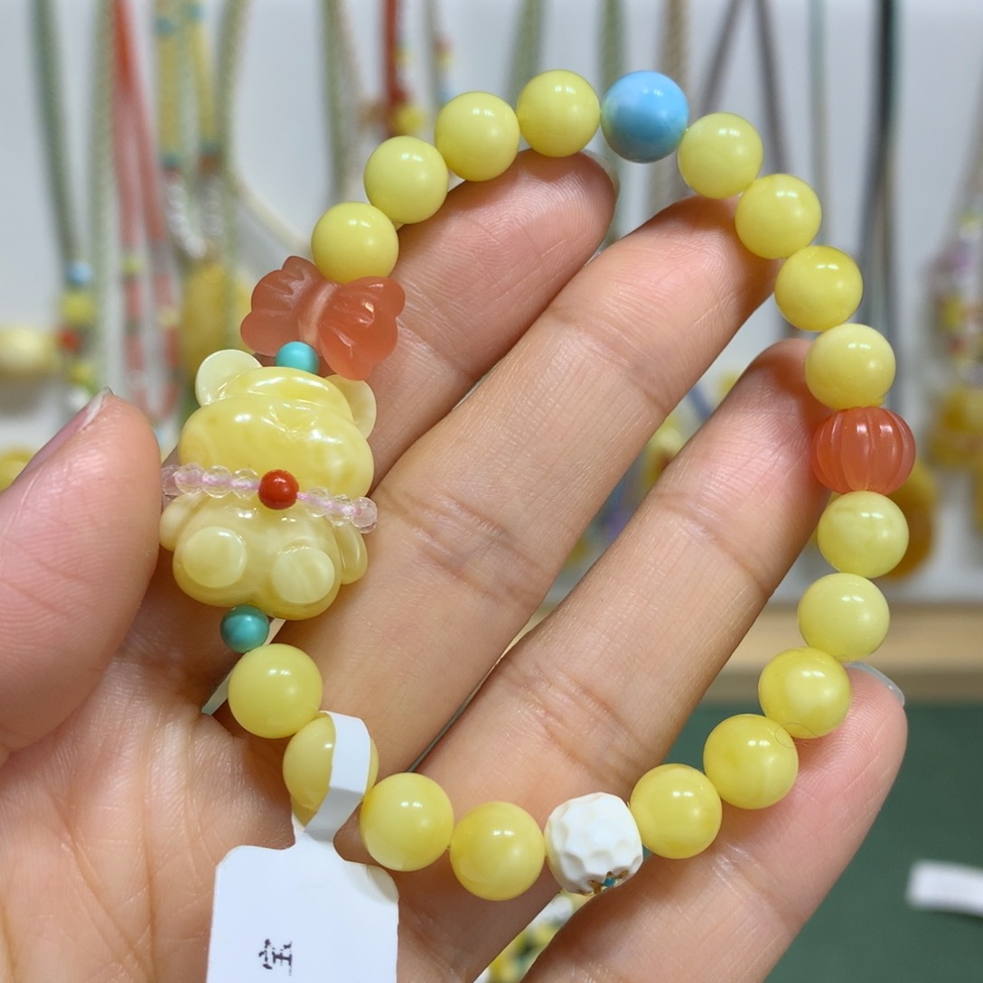 蜜蜡手链未镶嵌7.5mm尺寸