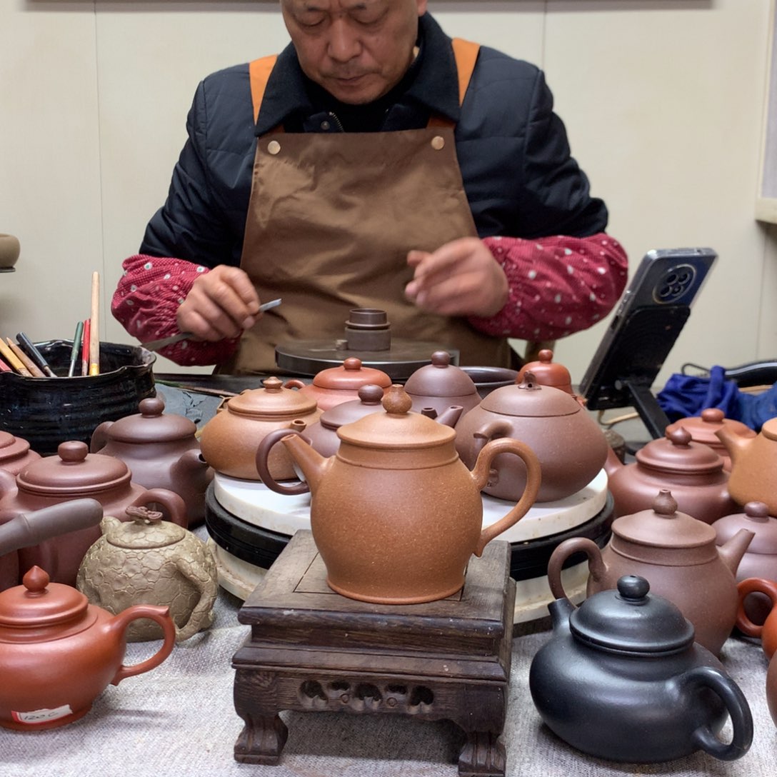 紫泥茶壶黄降坡复古旭帽180 C半手工制作