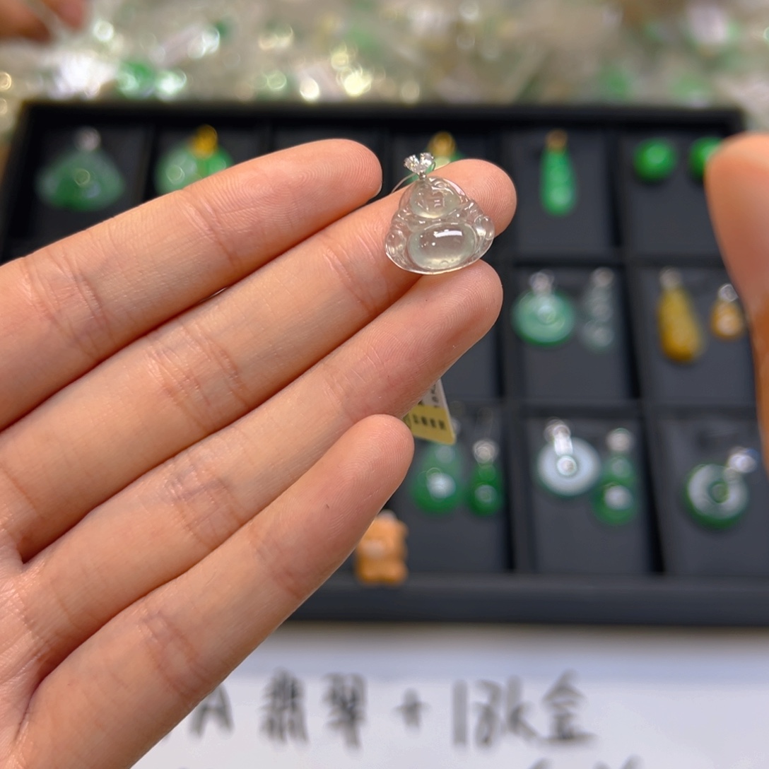 翡翠18K金镶嵌吊坠(不含链)