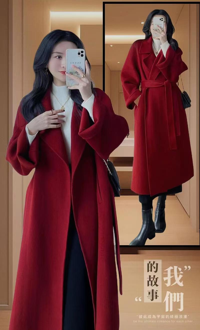 女长款秋冬中长款插肩袖毛呢外套加厚韩版小个子（非图片款）
