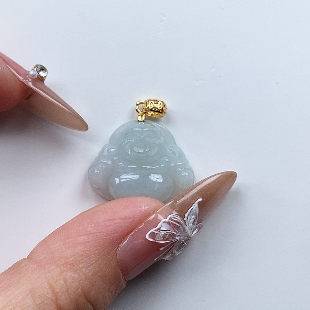 翡翠颈饰未镶嵌冰蓝佛公