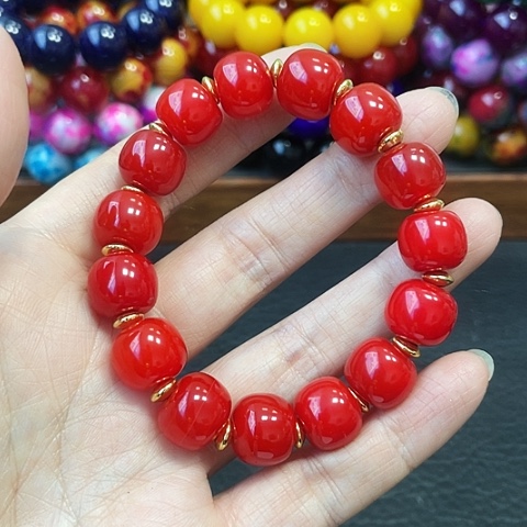 玛瑙未镶嵌手饰鸽血红