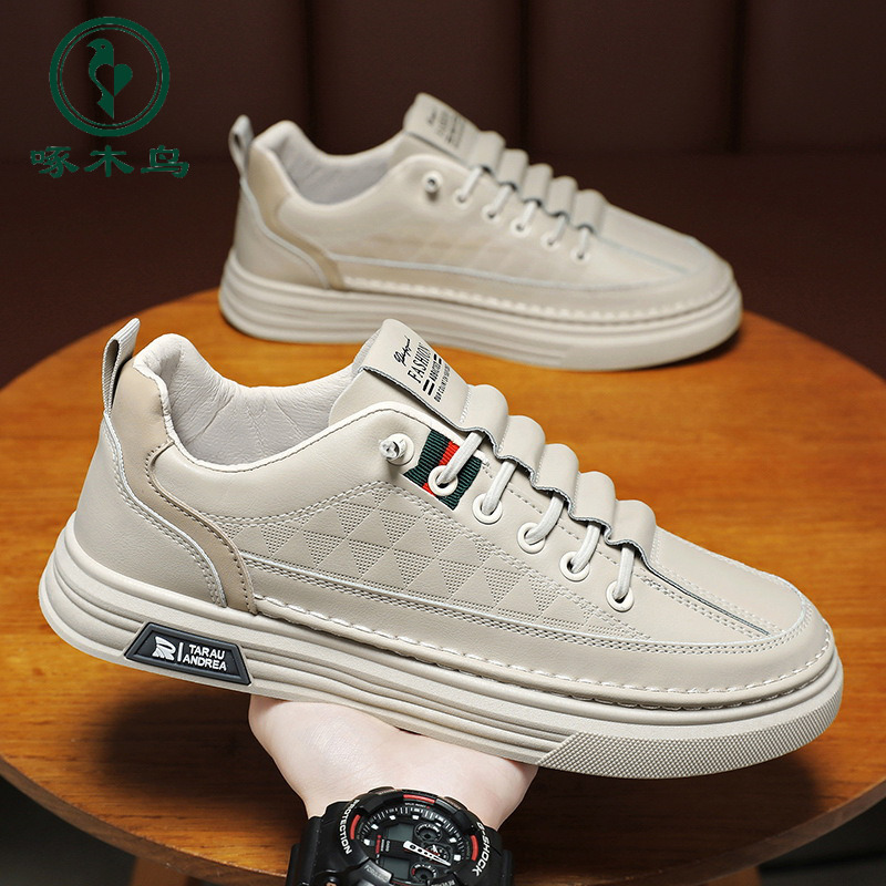 【正品】啄木鸟新款透气帆布鞋男潮流百搭小白鞋板鞋运动休闲鞋潮鞋