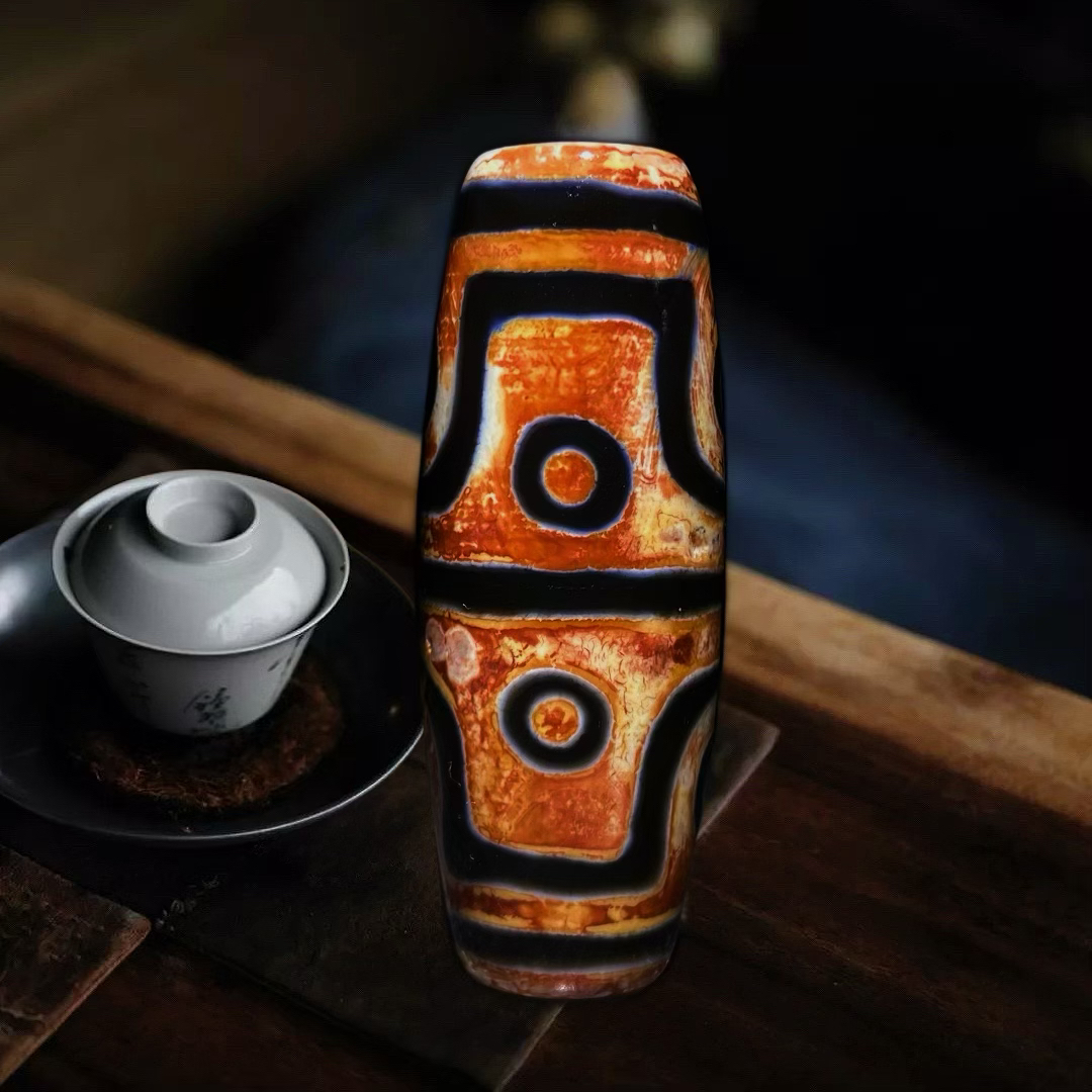 鸡骨白至纯老料爆橘八眼精品优质天然玛瑙真品台湾一代藏天珠吊坠