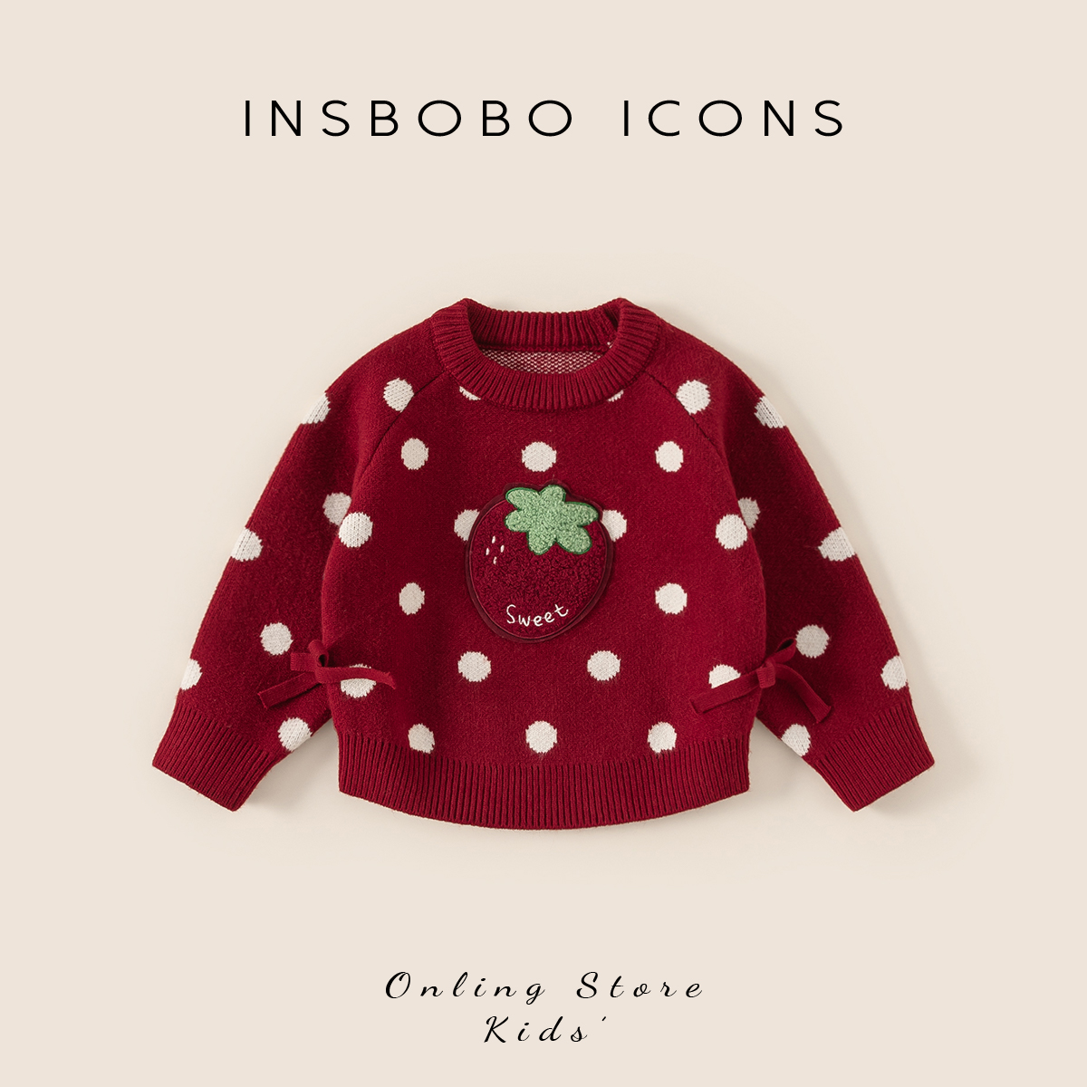 DY25166【冬】儿童上衣（圆领蝴蝶结波点毛衣）