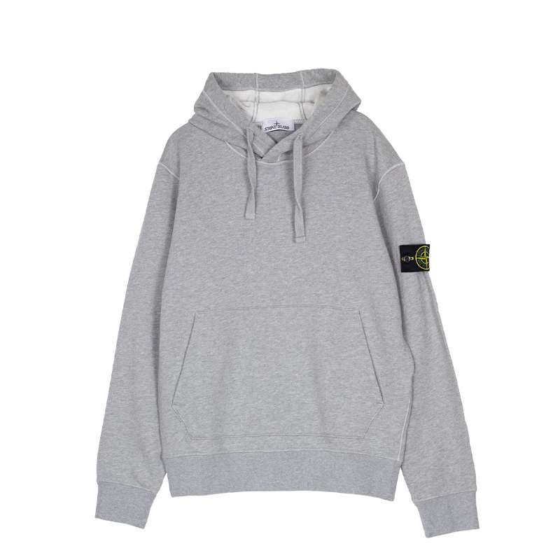STONE ISLAND石头岛 SS23 Logo贴花抽绳连帽套头长袖卫衣 灰色