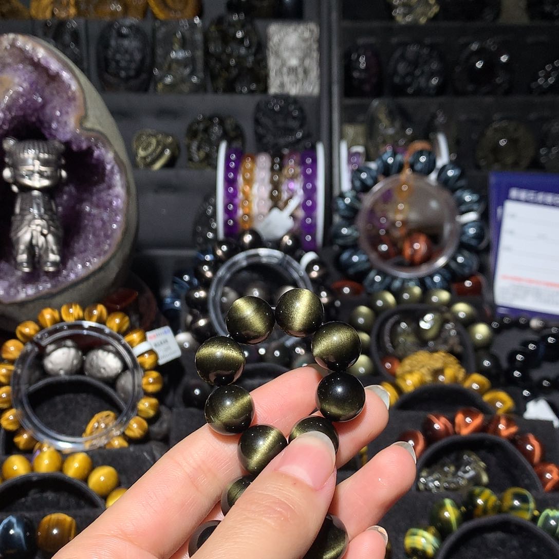 黑曜岩未镶嵌手链?****