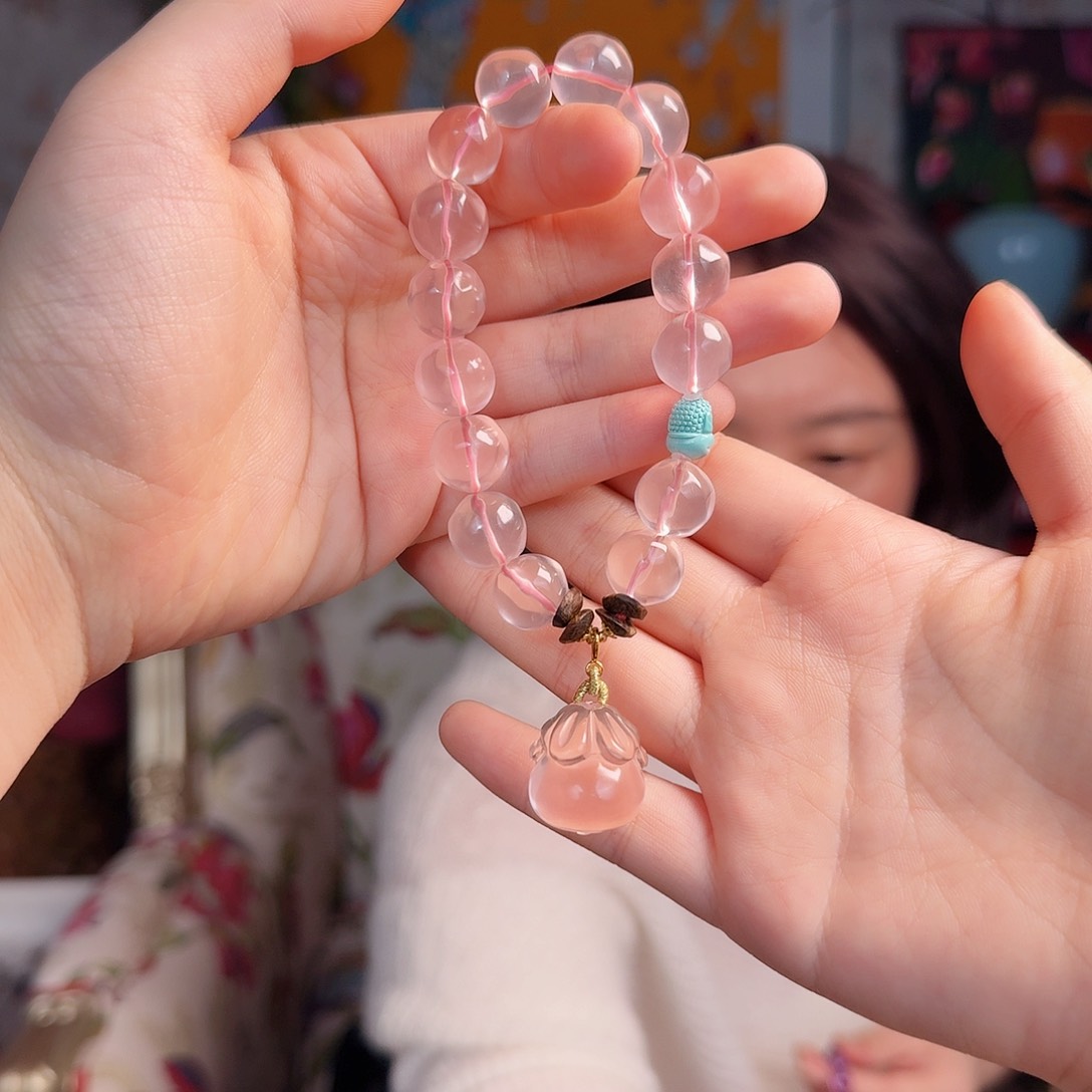 水晶手链18K金镶嵌?手串