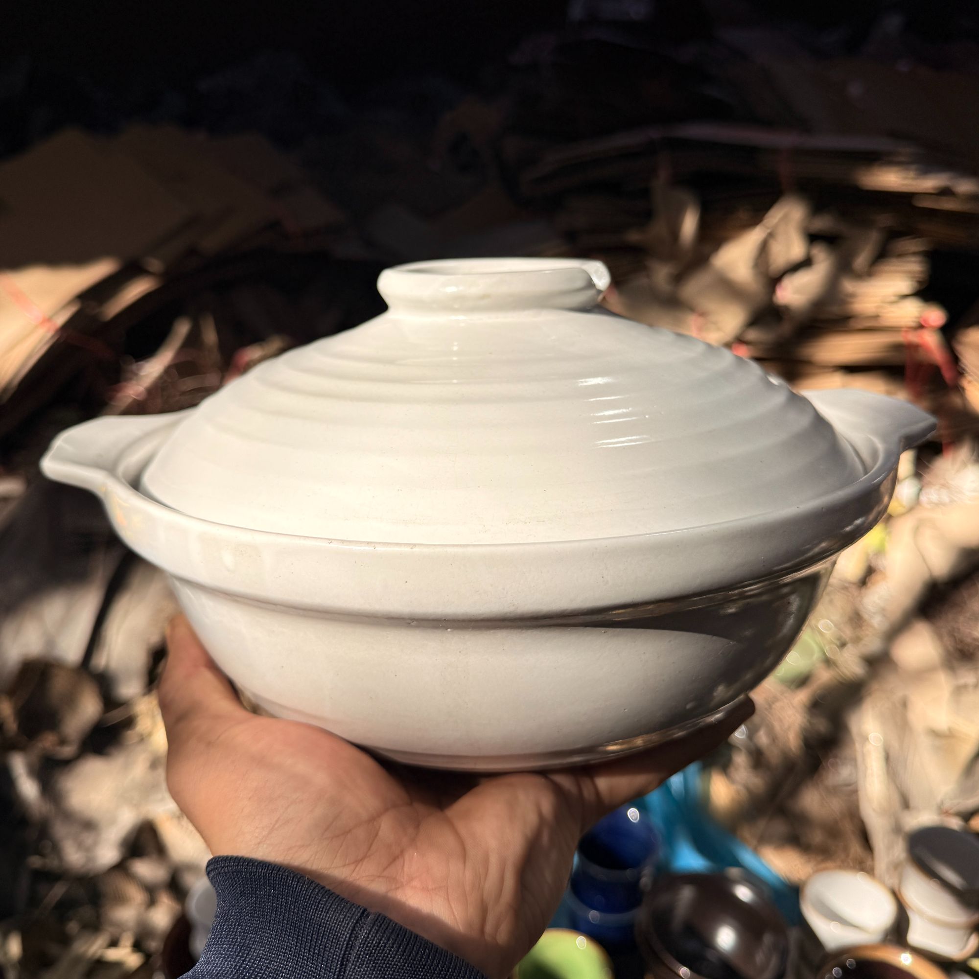 特价瑕疵，白化妆土砂锅1只