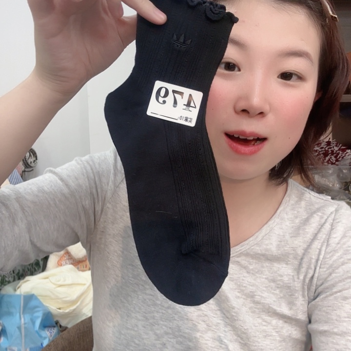 三醋酯纤维多叶草黑色花边袜子479