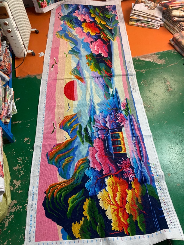 纯手工十字绣成品旭日兰亭300×100cm客厅挂画