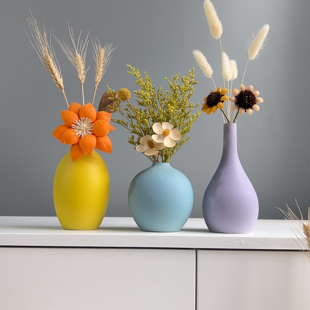 陶瓷花瓶景德镇陶瓷花瓶含花总高约20-30cm