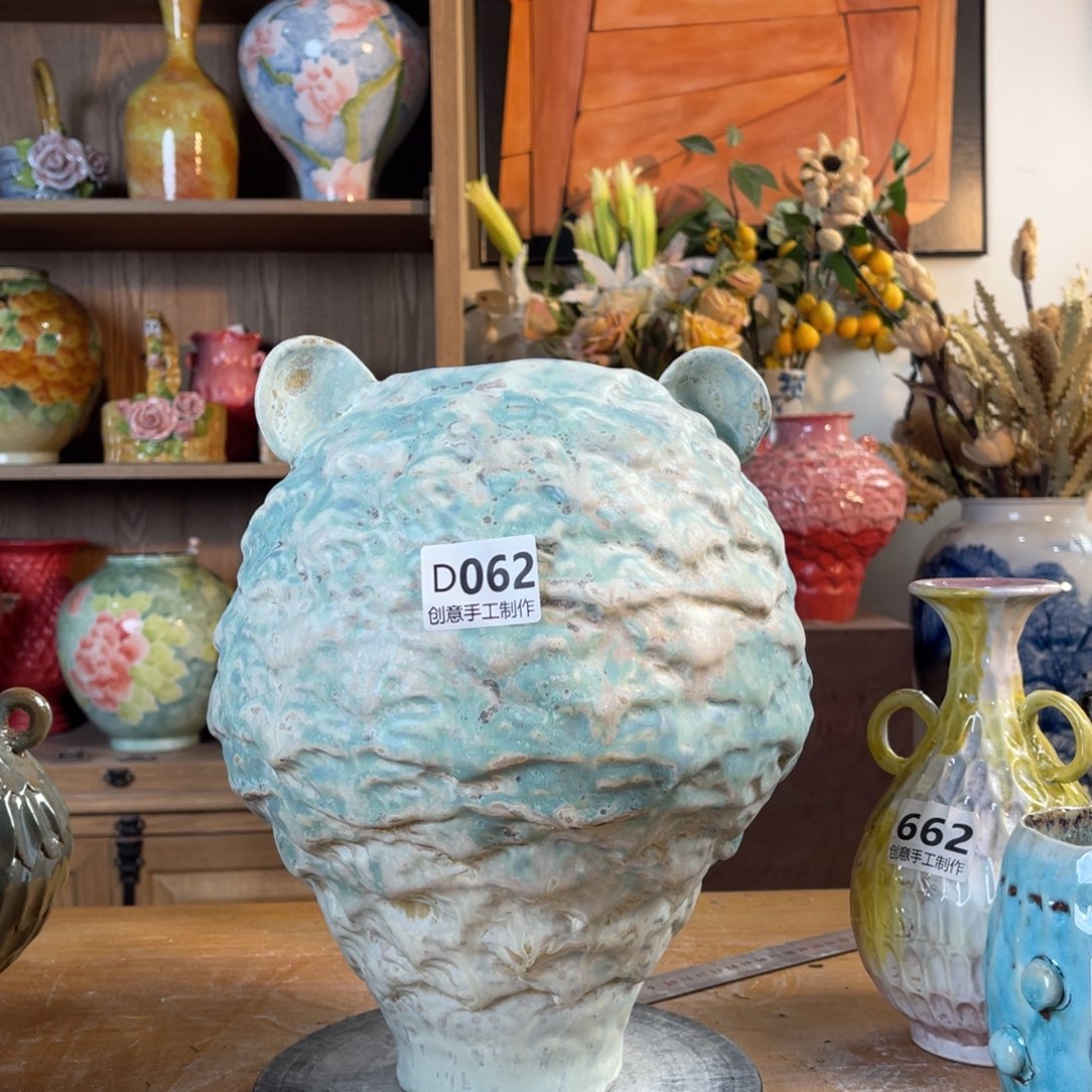 摆件陶瓷花瓶高29口9盘泥