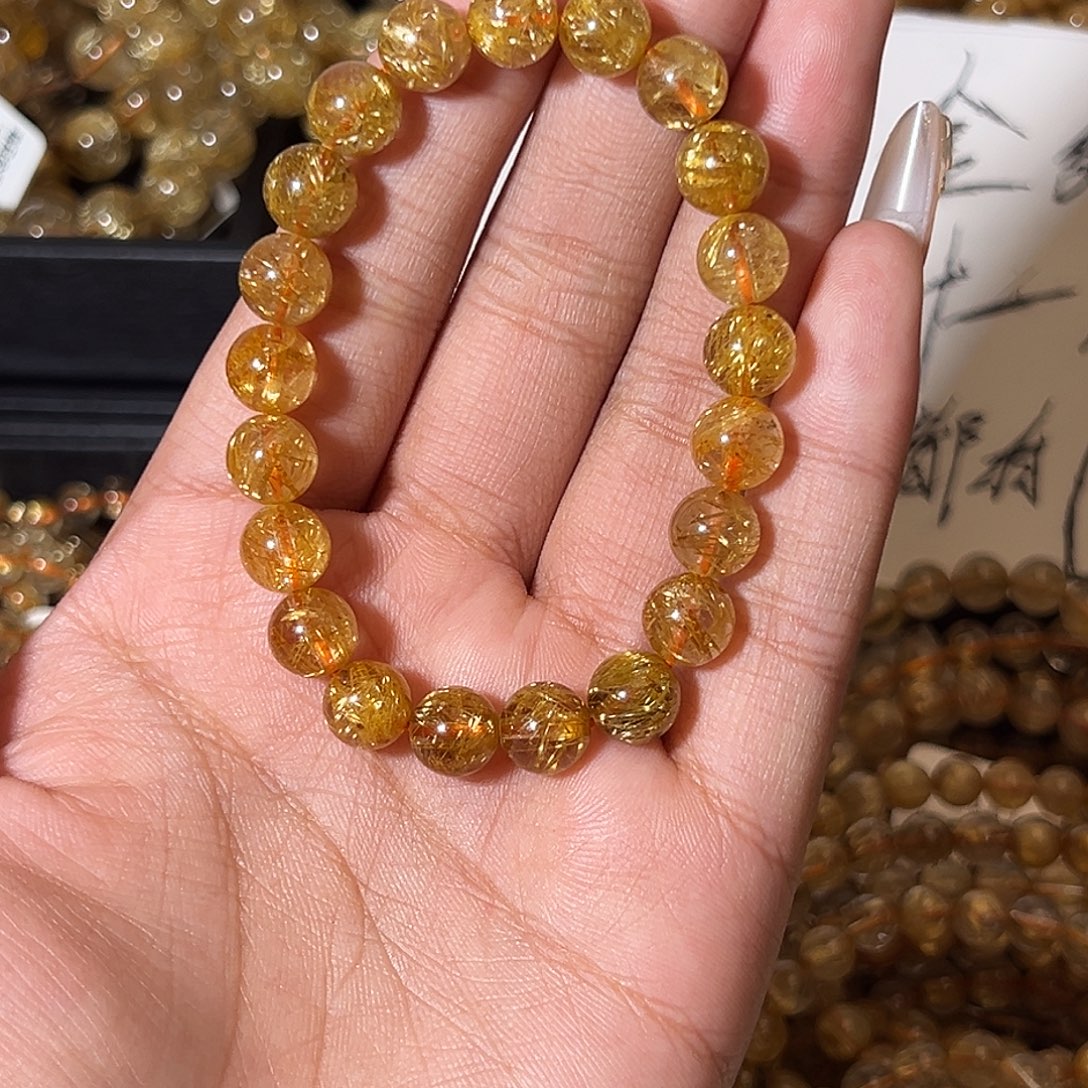 提***苏发晶未镶嵌手链天然金发晶