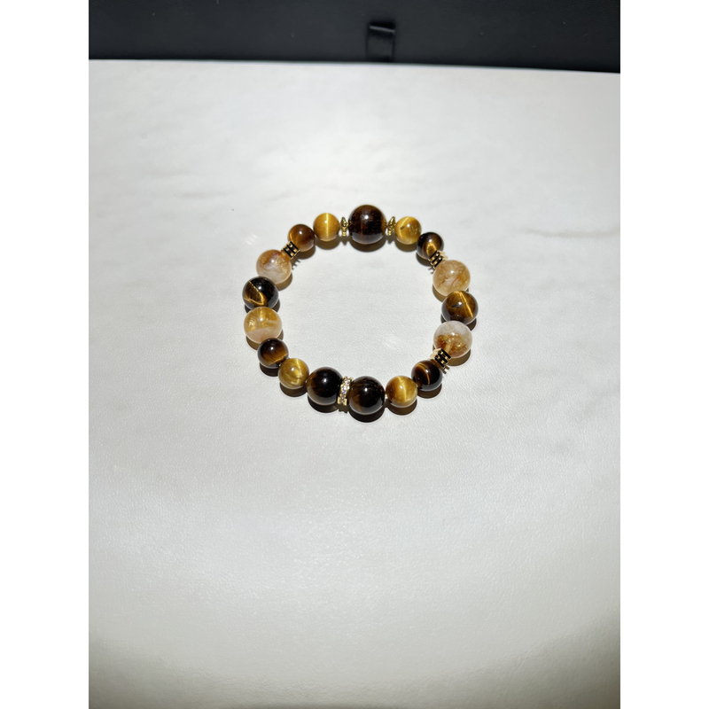 铜合金亚克力手链 虎眼石（金阶铺路）搭配款手串约10mm24.2g LB0