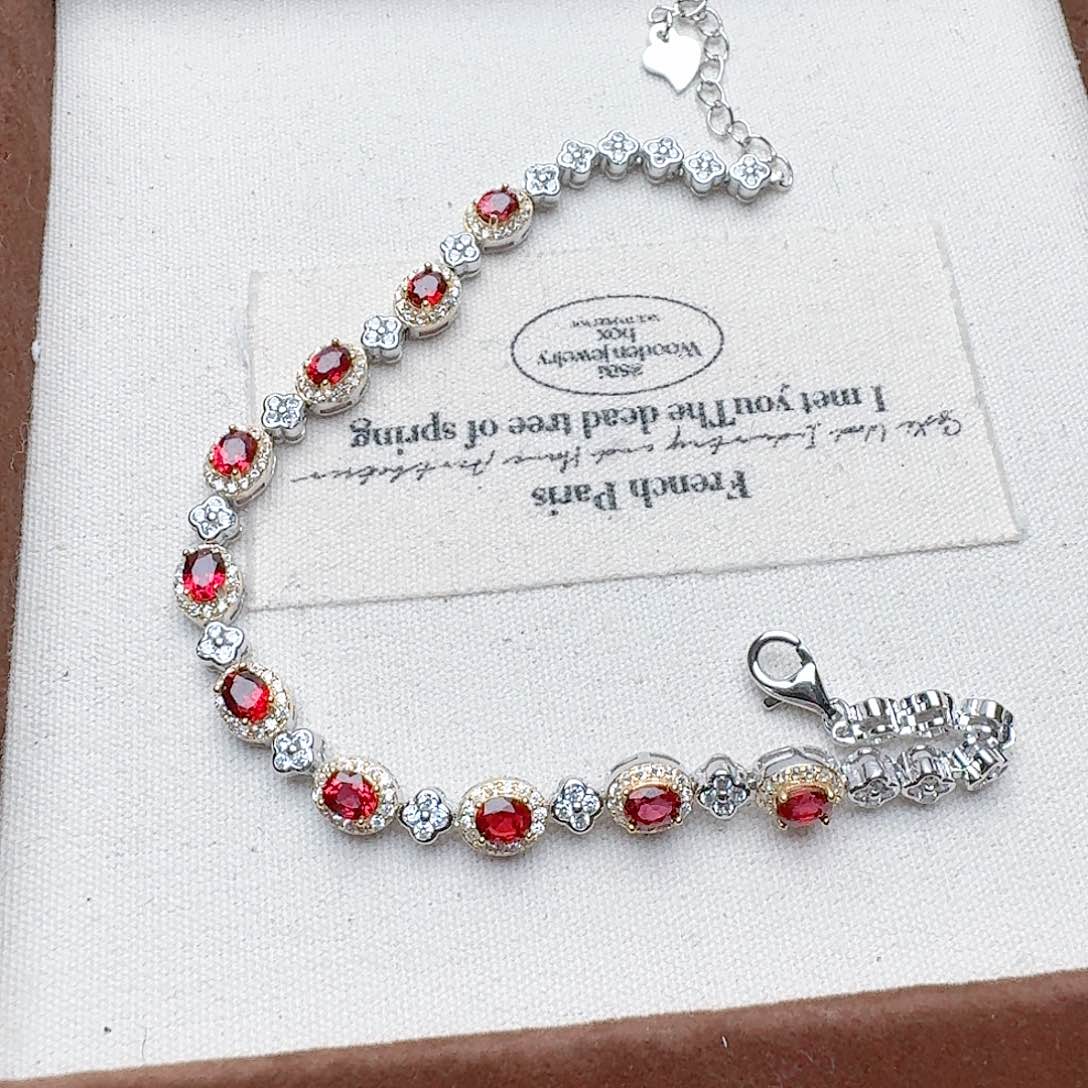 蓝宝石手链银S925镶嵌手链