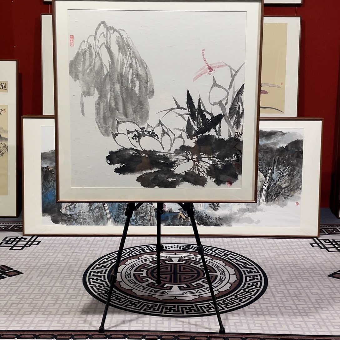 国画手绘作品带框
