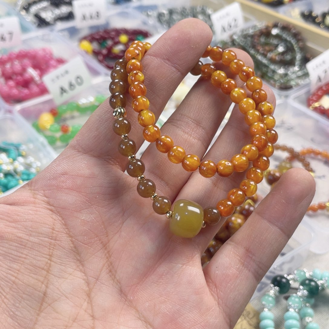 檀香紫檀（小叶紫檀）手串银S925镀金镶嵌