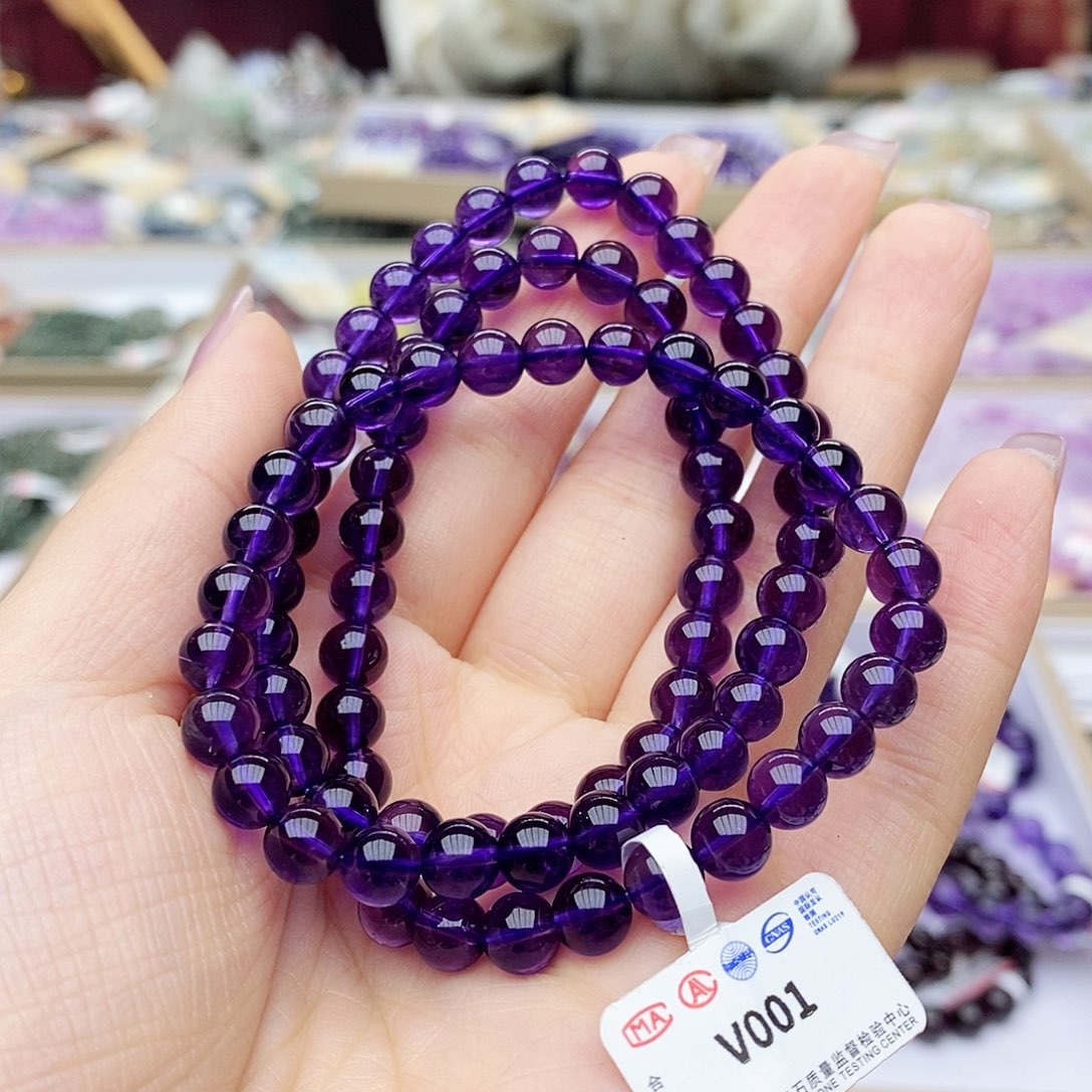 水晶手链未镶嵌V001 乌拉圭紫水三圈