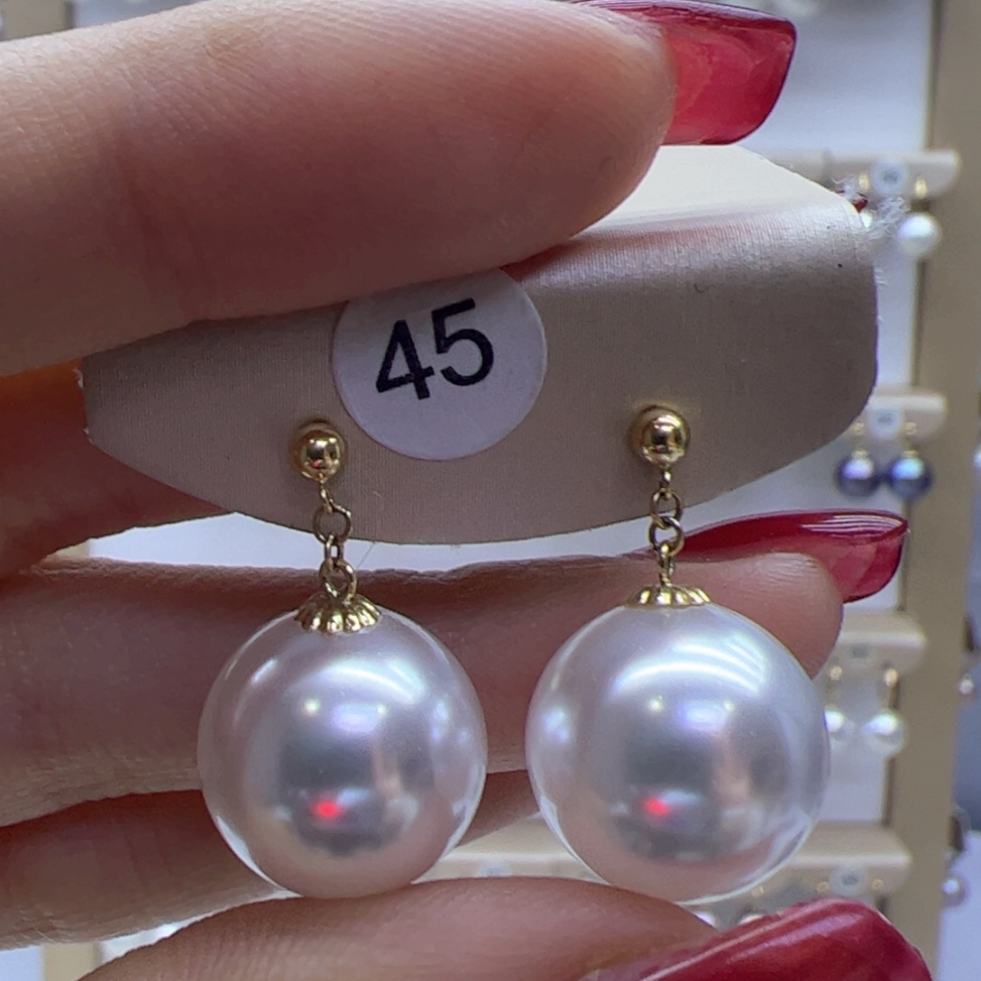 淡水珍珠耳饰18K金镶嵌