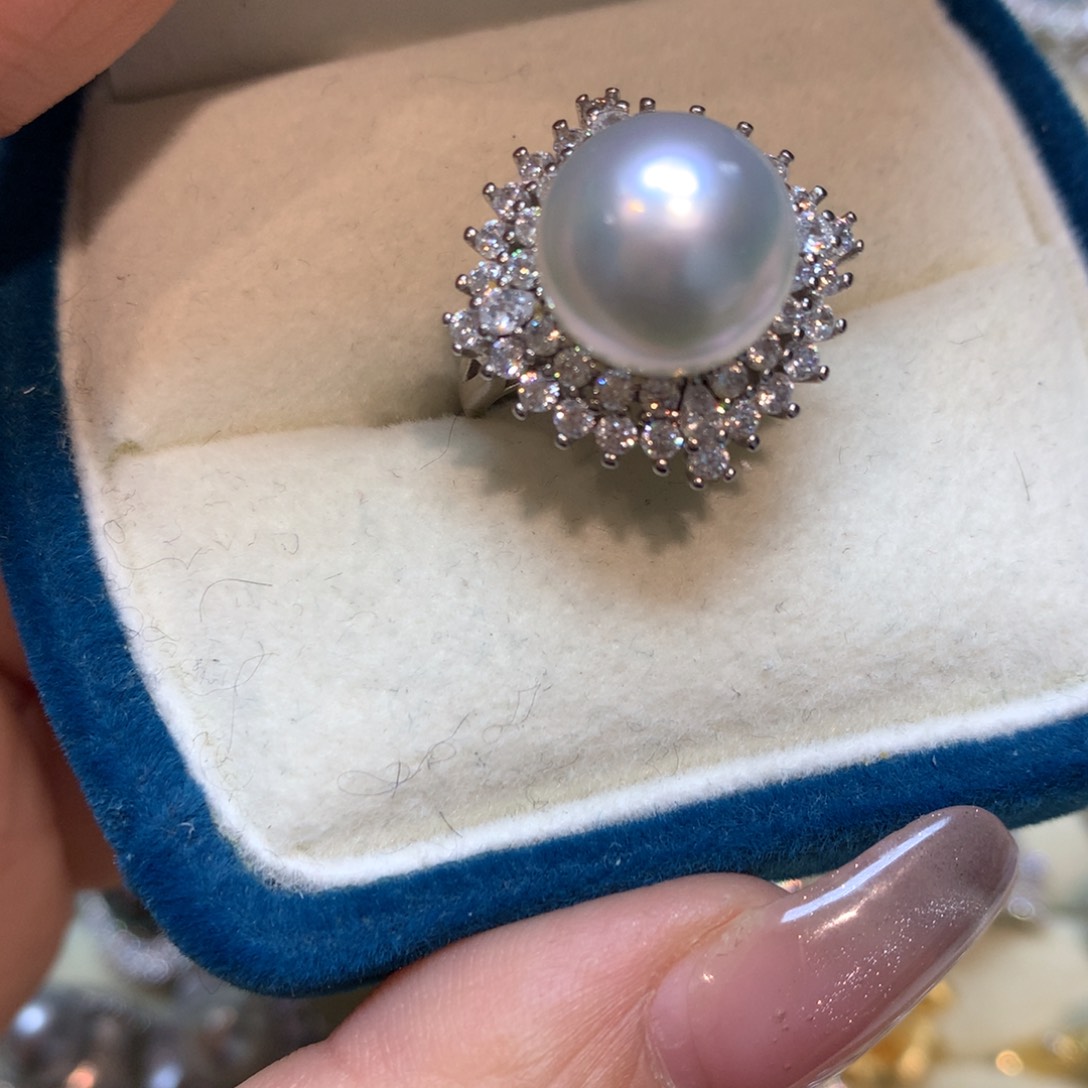 海水珍珠戒指银S925镶嵌