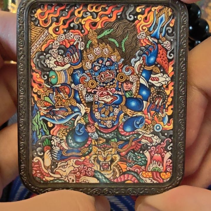 无****吊坠纯手绘六臂大黑天唐卡