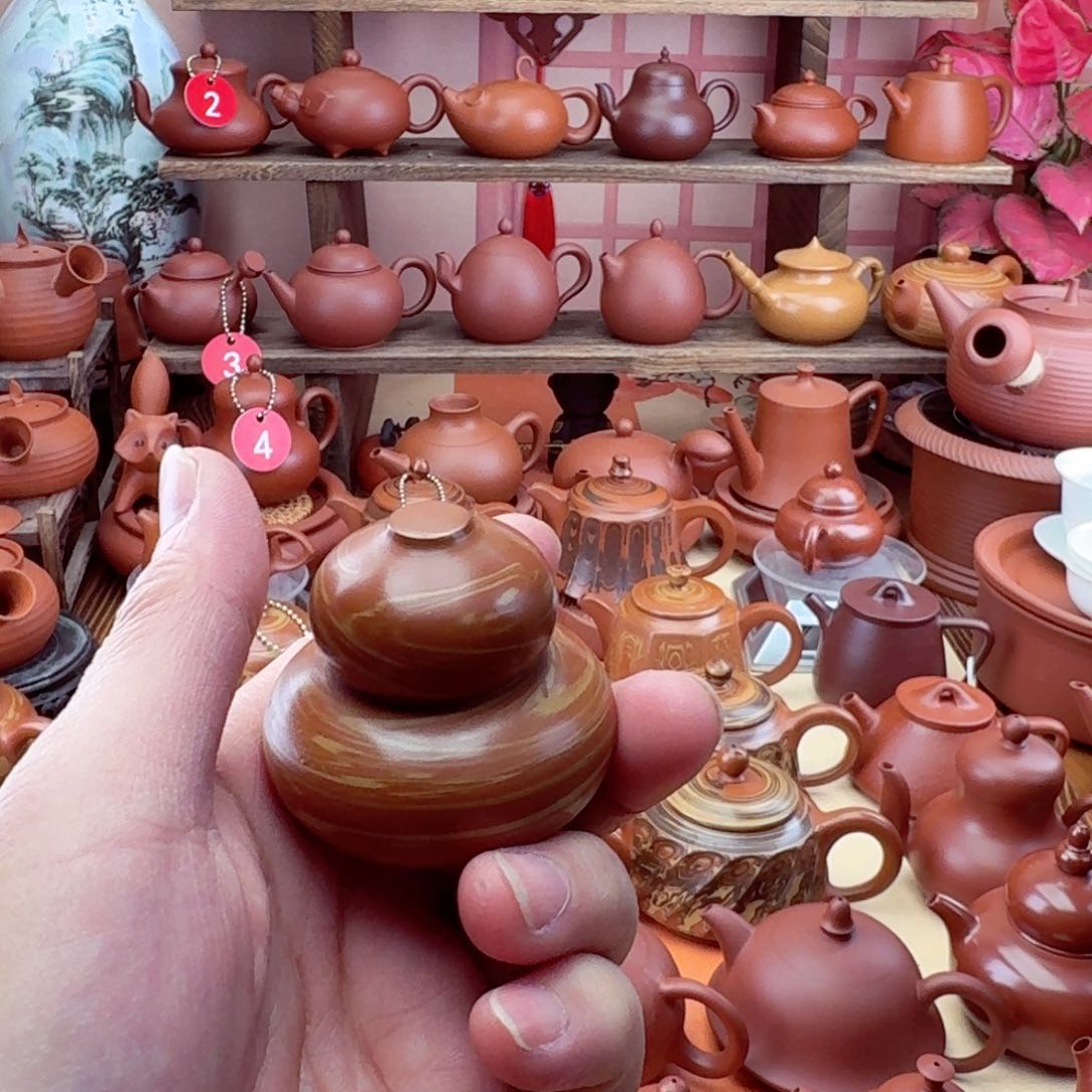 紫砂茶壶葫芦一个盖置搅泥