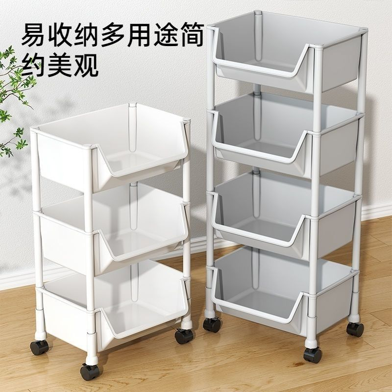 小推车置物架家用零食落地多层客厅收纳书包架移动厨房果蔬菜篮子