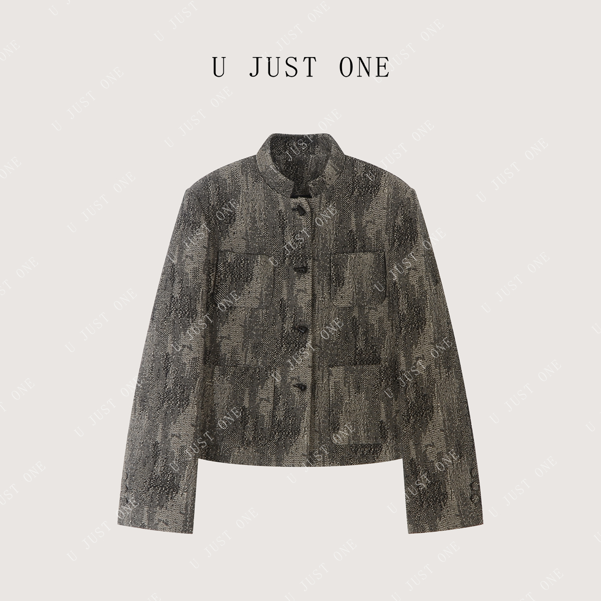 【U JUST ONE】秋季秋冬气质女装圆领短外套单排扣 UJA25Z0116