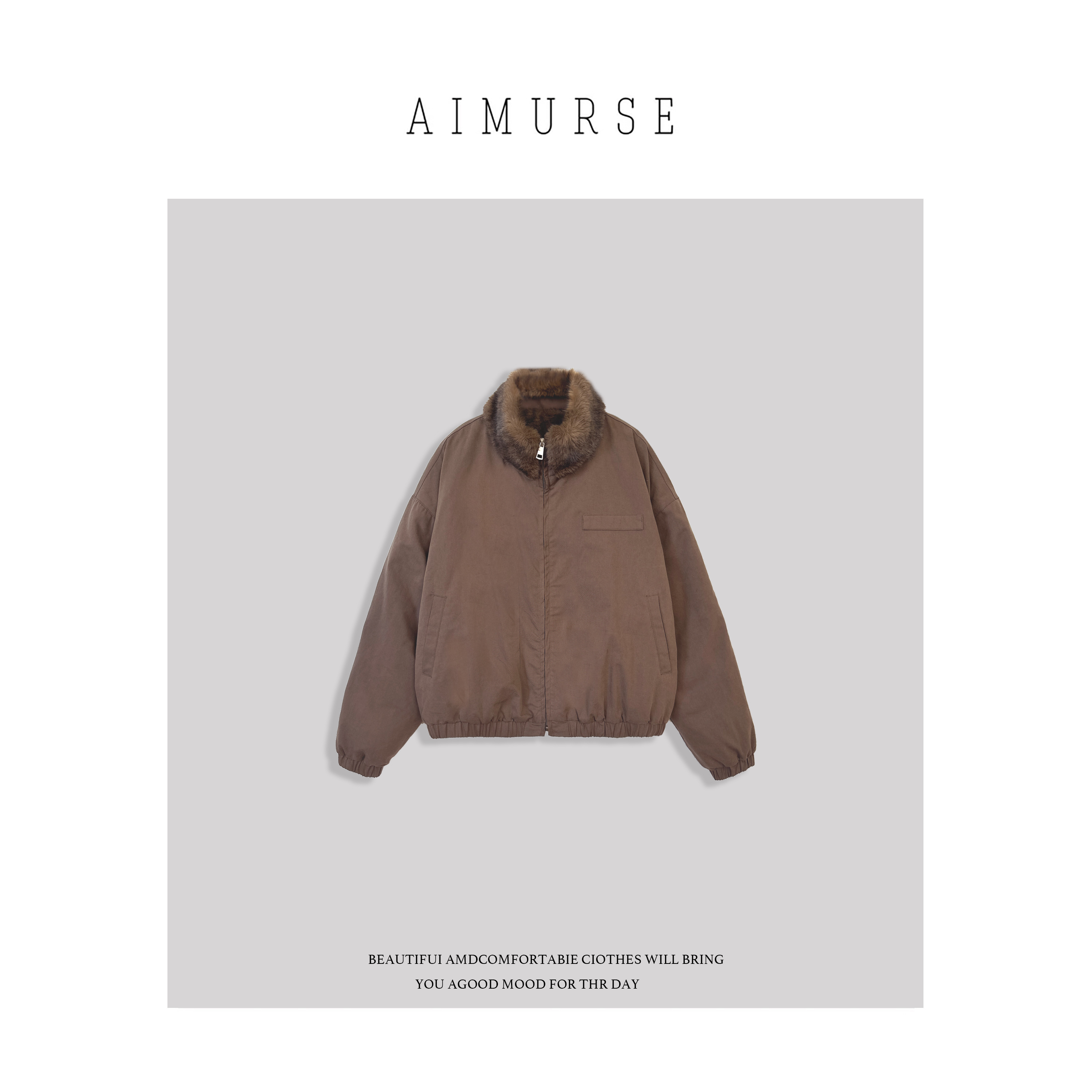 AIMURSE 【静奢优雅】小众设计师 内胆毛毛保暖短款派克服 AM5987