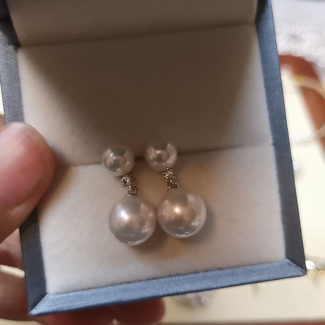 淡水珍珠耳饰银S925镶嵌吉*