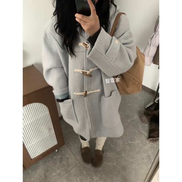 【治愈暖冬】韩国东大门100羊毛牛角扣大衣-只能干洗！！