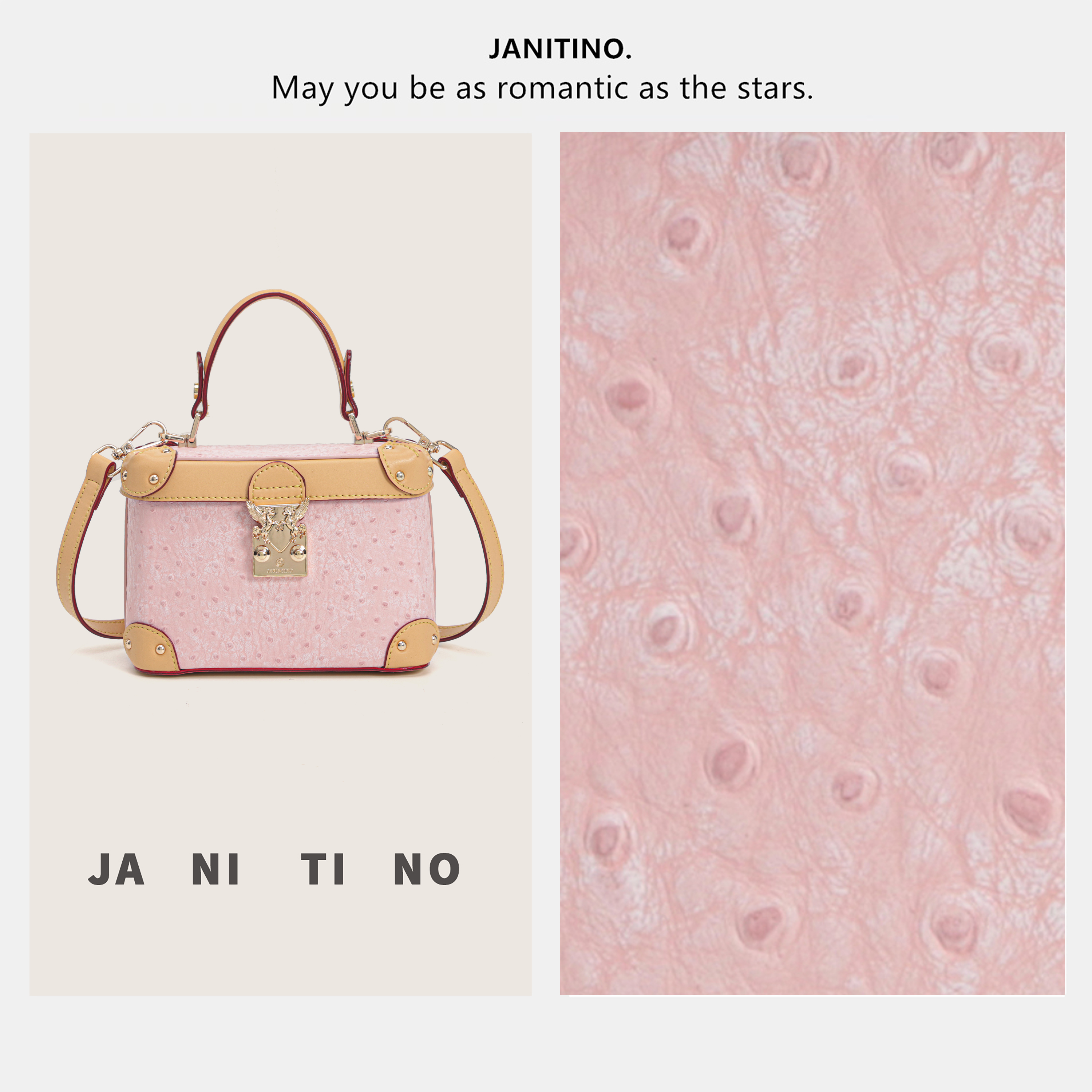 JANITINO/佳妮蒂诺姗姗家新款经典单肩包优质手提包286鸵鸟粉