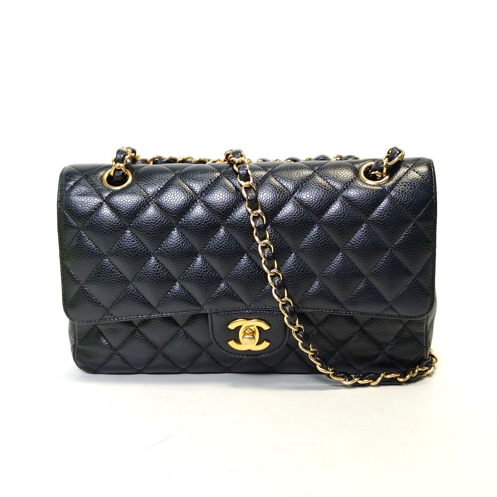 95新 Chanel/香奈儿 【双双攀攀】CF 口盖包 中号 25.5cm 23开 金扣