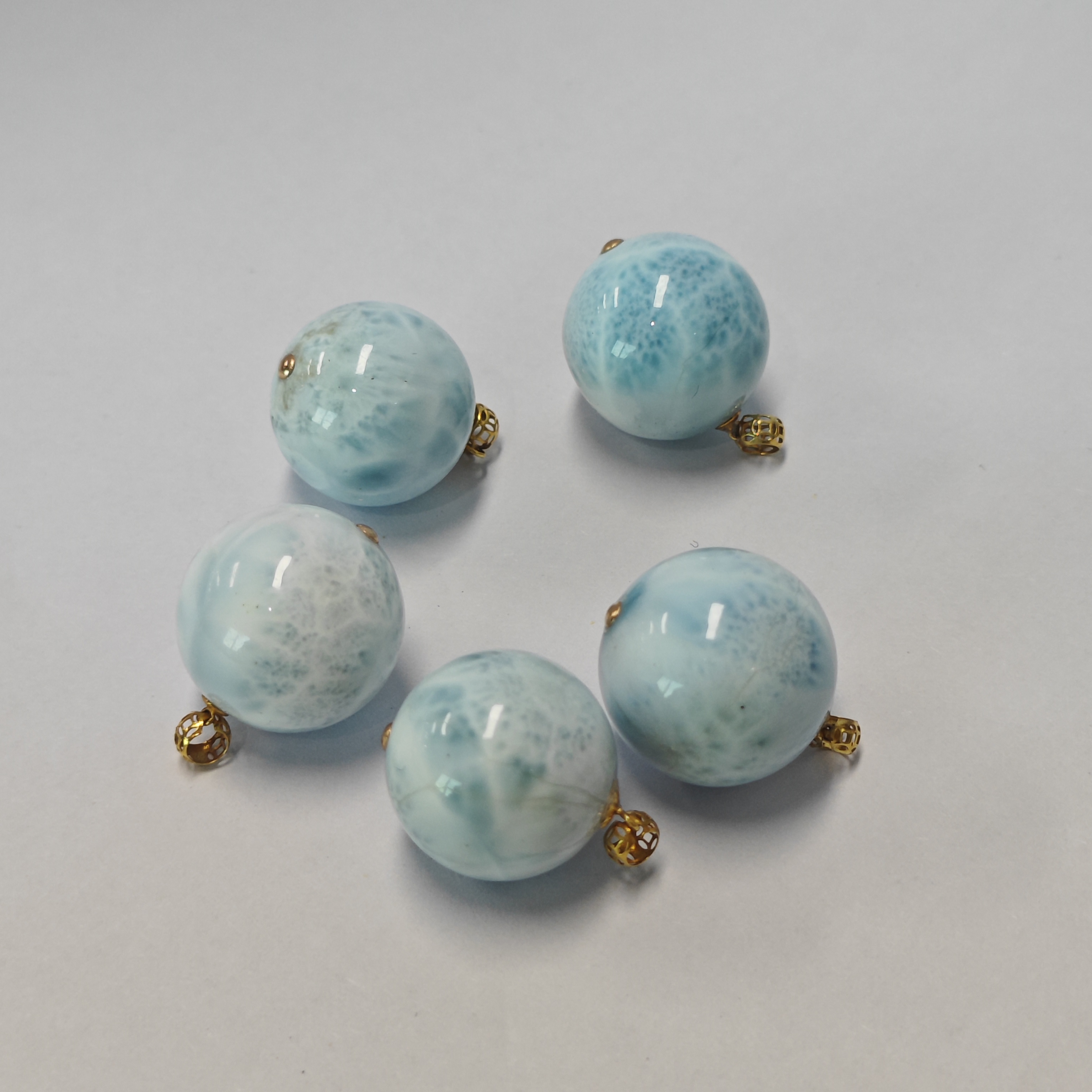 18k海纹石圆珠吊坠15m+*（多样性发一件）