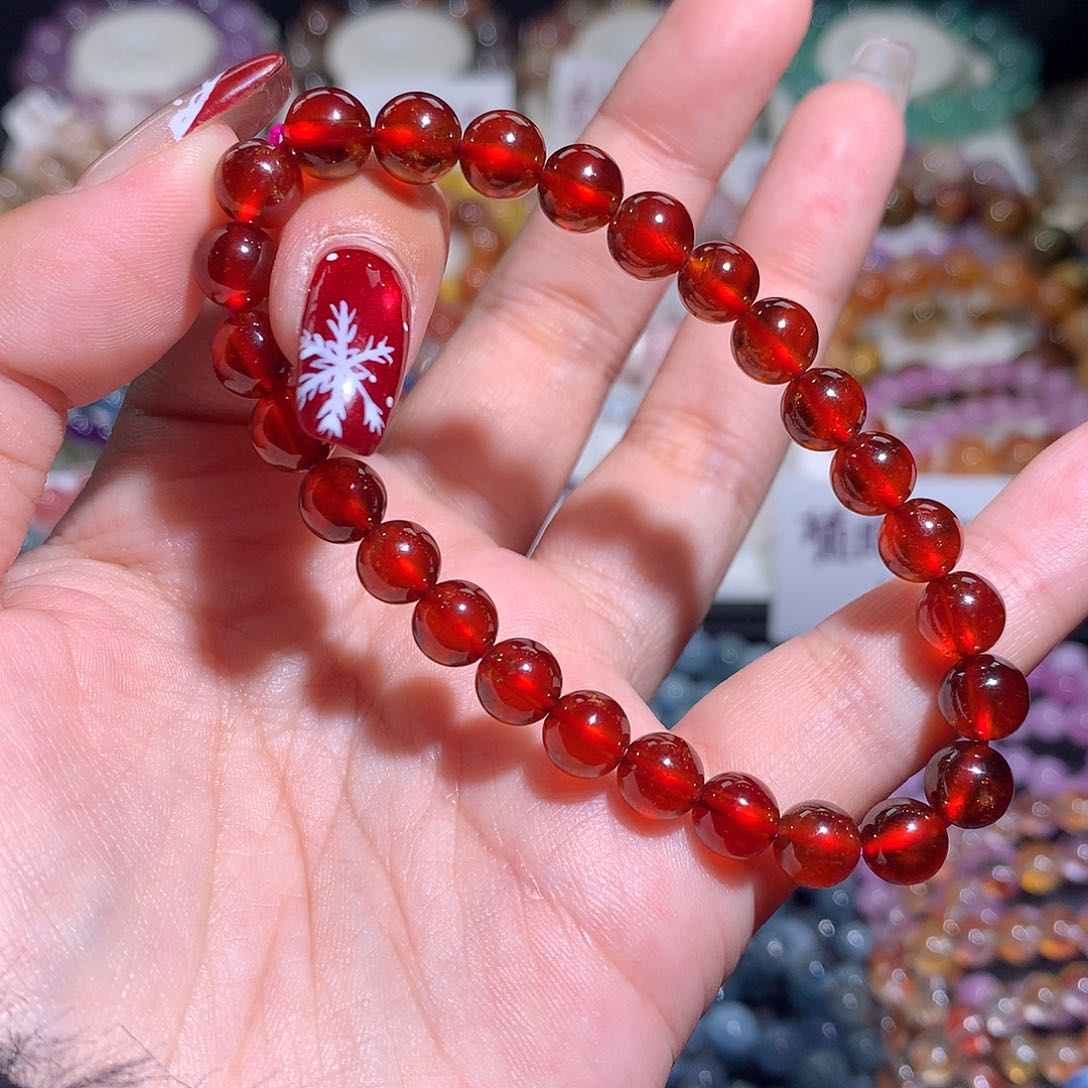 未镶嵌手链水晶高品橙红石榴石7