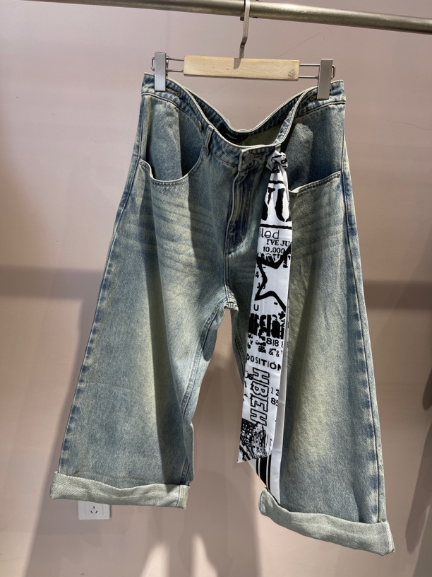 惠文龙HBEH｜新款飘带牛仔中裤1309