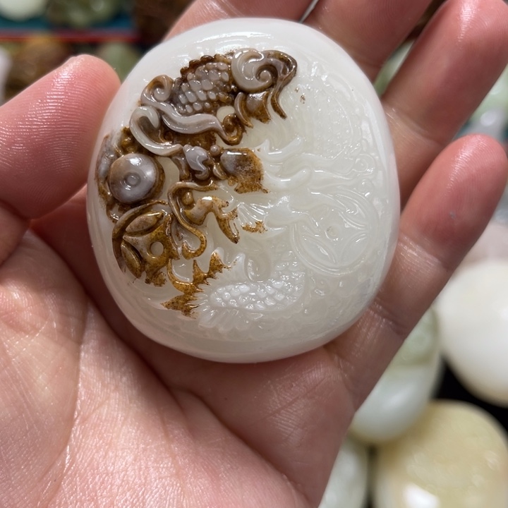 中***梦石材石材方解石手把件不退换