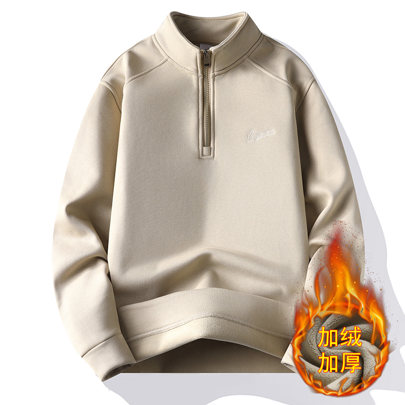2025冬季新款加绒加厚立领半拉链时尚潮流百搭款卫衣
