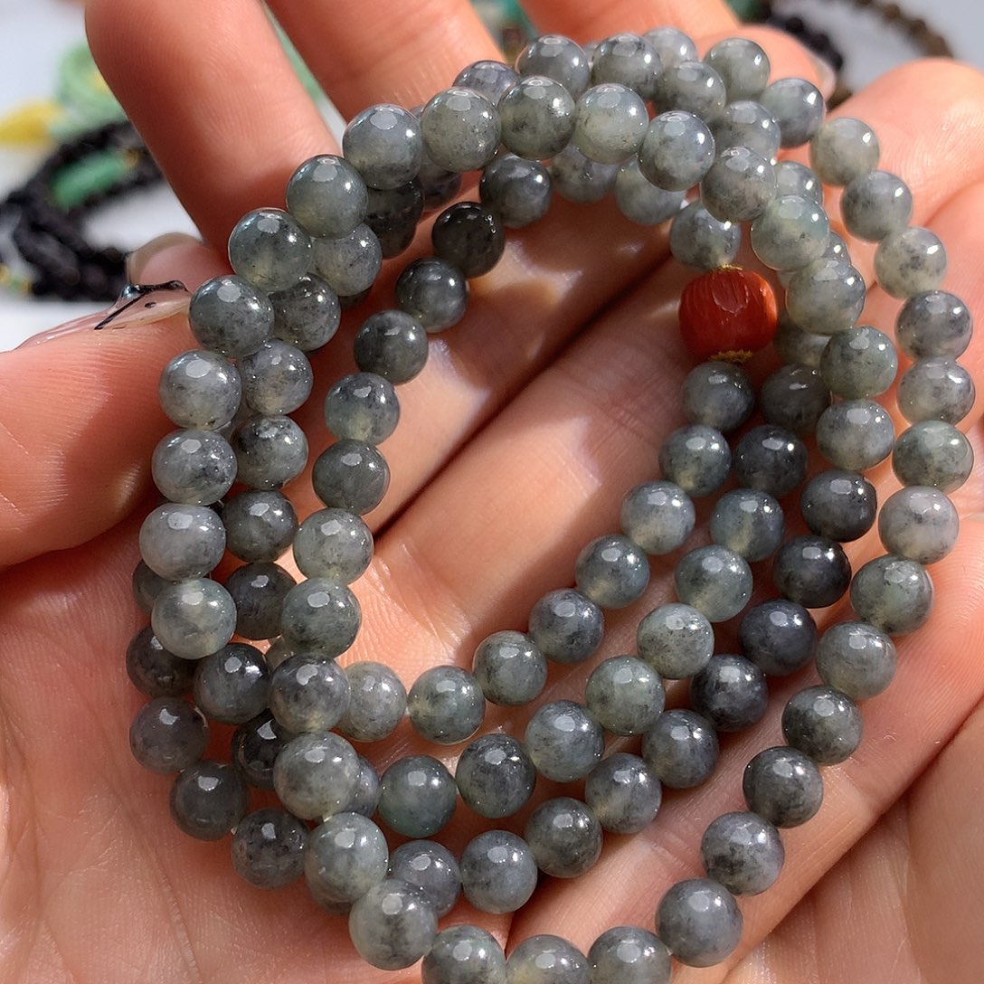 翡翠未镶嵌手串翡翠乌鸡多圈