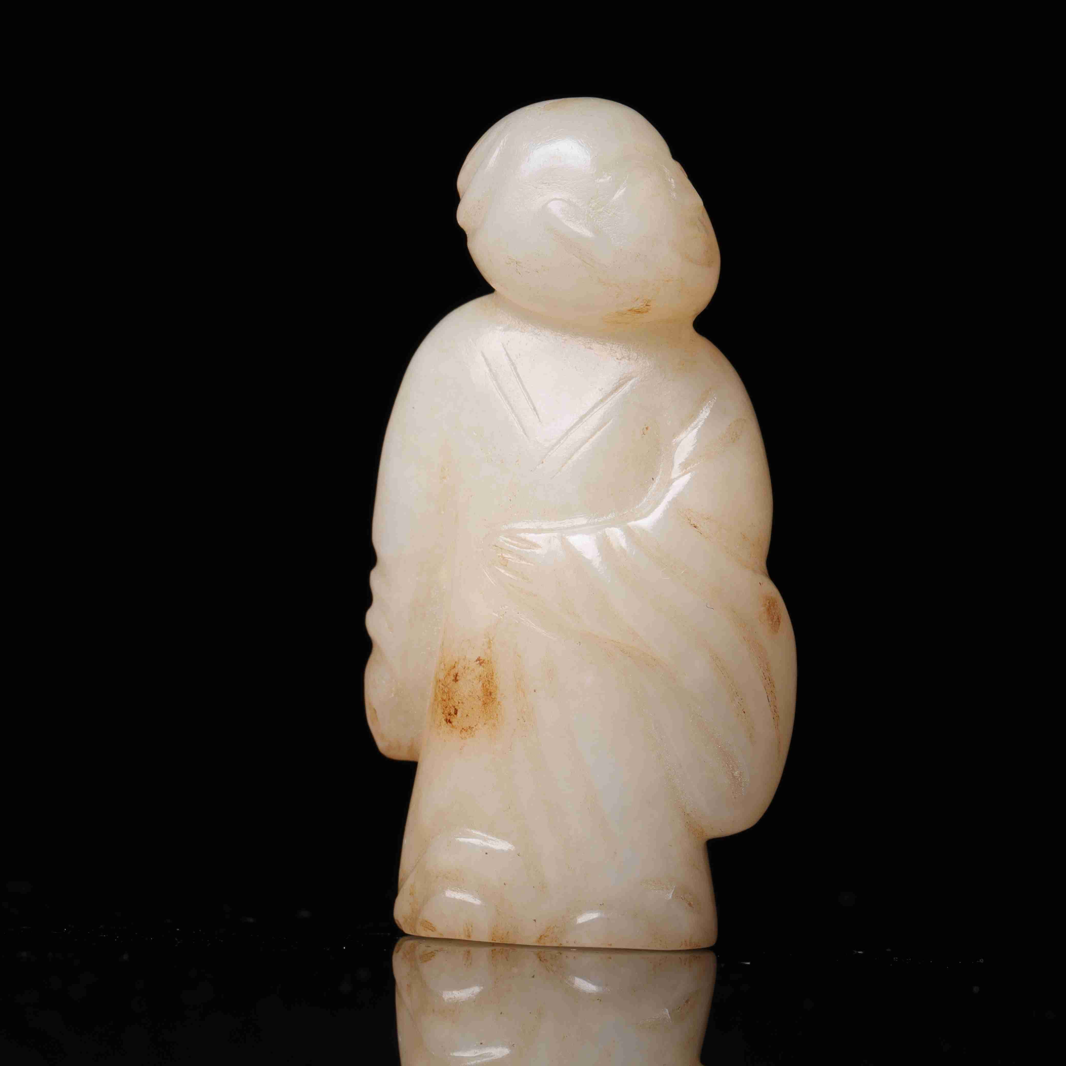 966明代和田玉童子花件1805