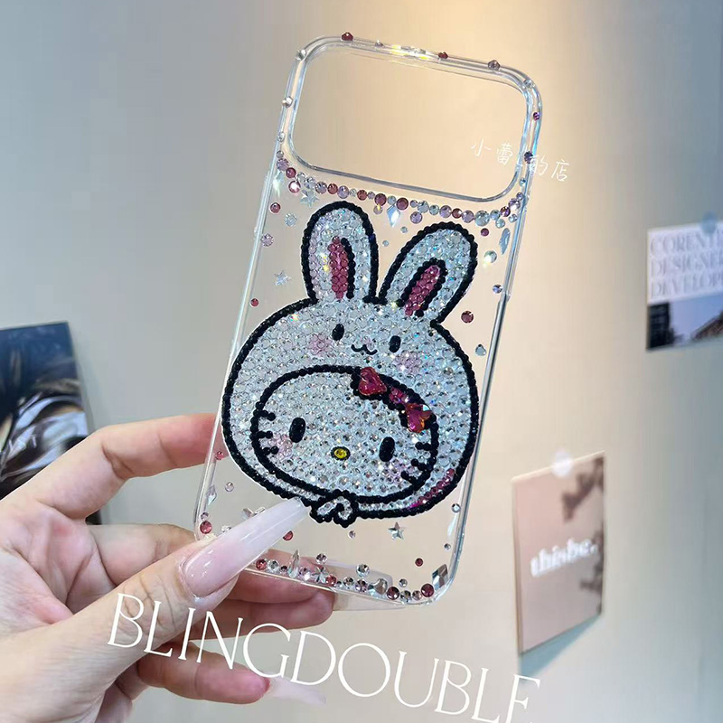 兔兔kitty手工水钻14手机壳15适用16pro苹果17promax华为mate可爱