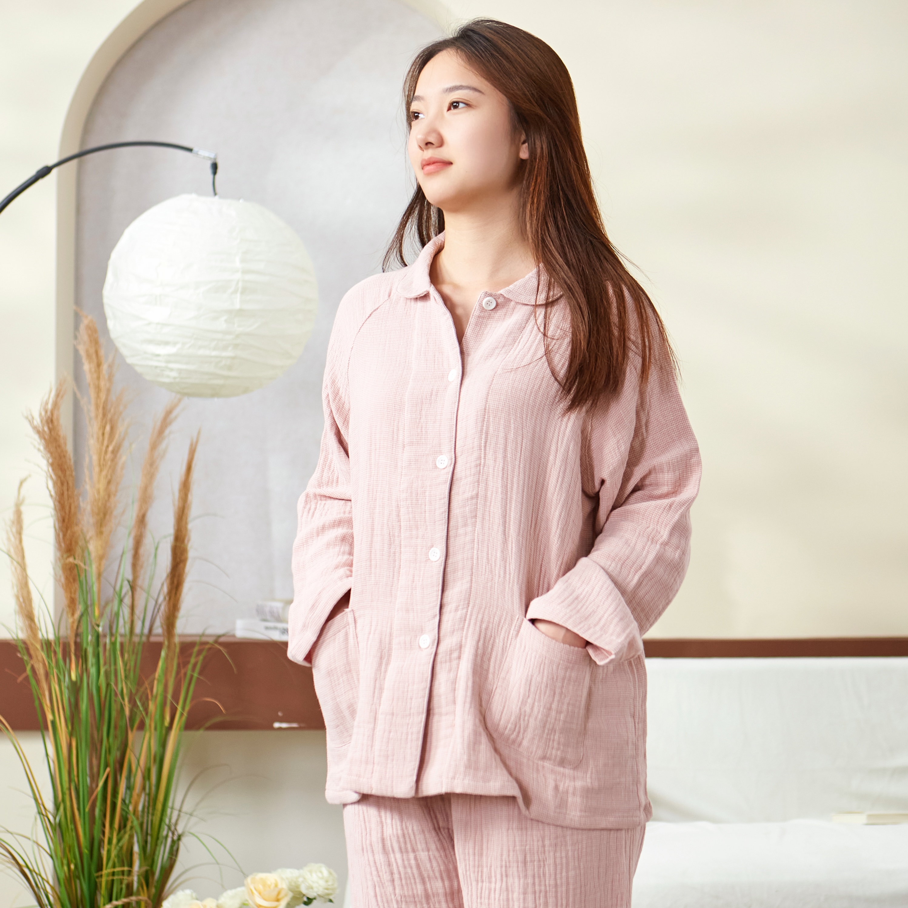 无季 •多层纱！A类全棉100%棉色织水洗四层纱家居服套装