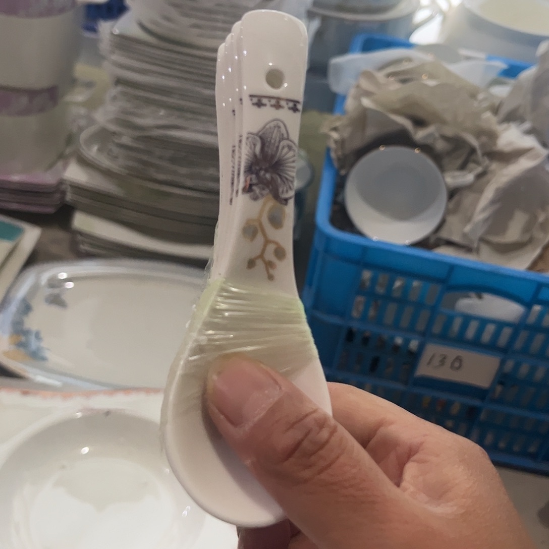 瓷片蓝五碟十个小勺